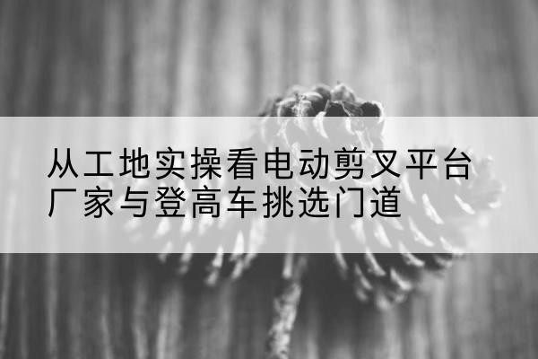 伍家岗电动剪叉升降平台厂家-从工地实操看电动剪叉平台厂家与登高车挑选门道